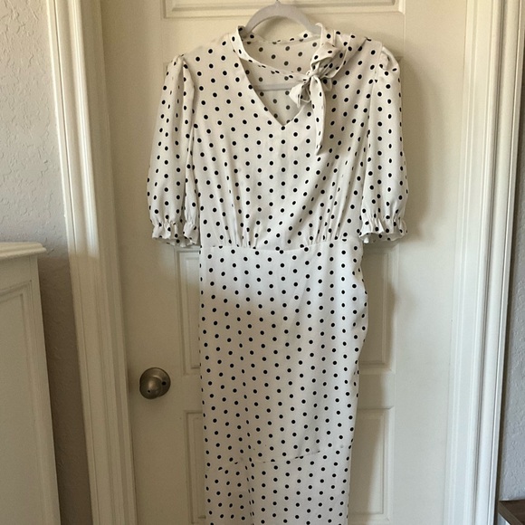 SHEIN Black and White Polka Dot Short Sleeve Dress - Picture 6 of 6